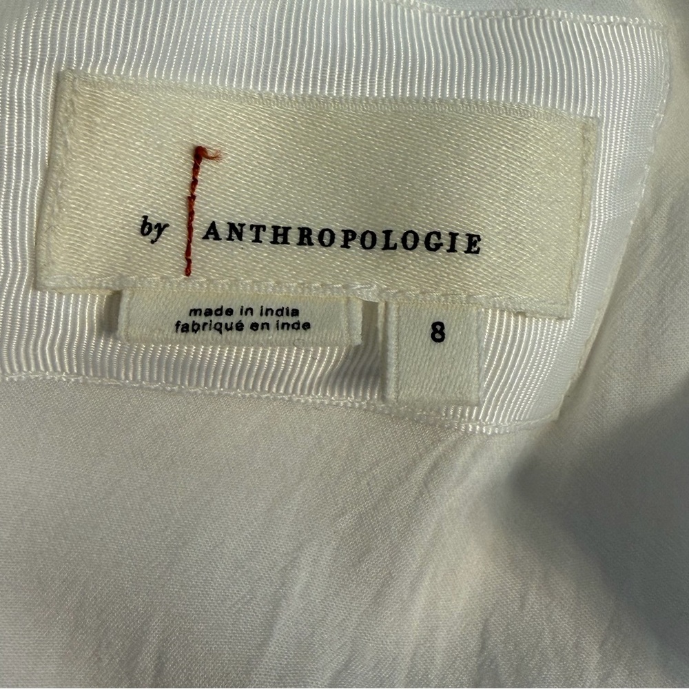 Anthropologie One Shoulder Ruffle Tiered Midi Dress White Size 8 Boho Shower - Picture 6 of 16